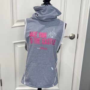 Run Disney Grey Sleeveless Crew with Pink Castle Graphic